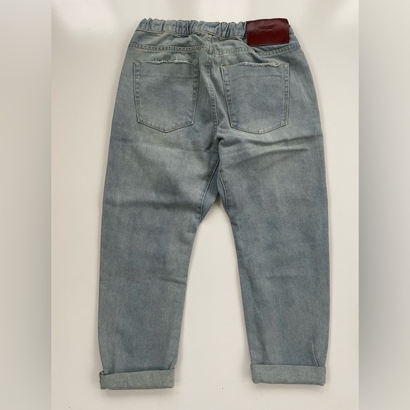 One Teaspoon Light Washed Shabbies Drawstring Boyfriend Distressed Jeans Small - Picture 2 of 13